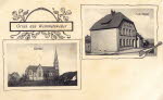 Pfarrkirche und Schulhaus (erbaut 1904/05 mit vier Klassenräumen und einer Lehrerwohnung).