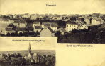 Die Totalansicht zeigt den Bereich Striedt, Ambrosius- und Bahnhofstrae. Die Kirche wurde 1897/1899 erbaut und das Pfarrhaus 1901/1902.